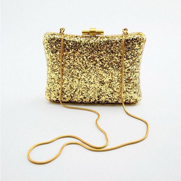 NWT Zara gold box bag - Picture 1 of 6